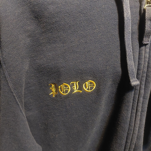 Polo Ralph Lauren Vintage Hoodie Big Lion Crest #4 Patch Large Blue - Picture 3 of 7